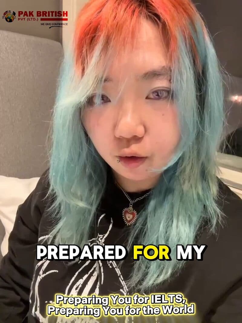 A student speaking to camera about preparing for her IELTS test