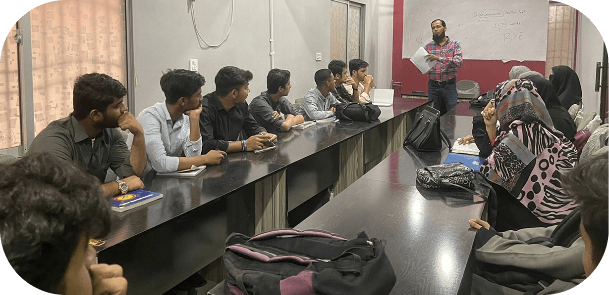 Students attending a lesson at Pak British Institute